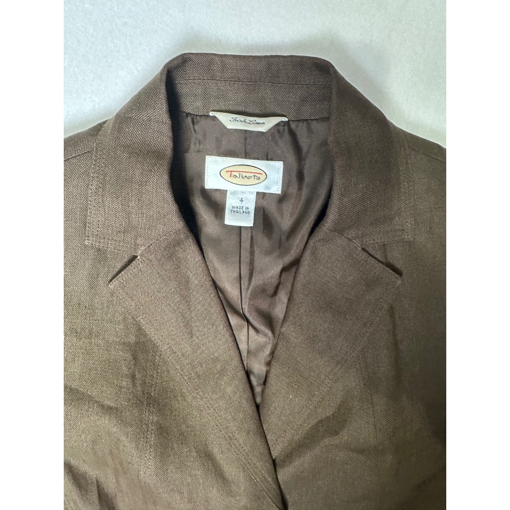 Talbots Irish Linen‎ Brown Blazer Jacket Women's Size 4 Career